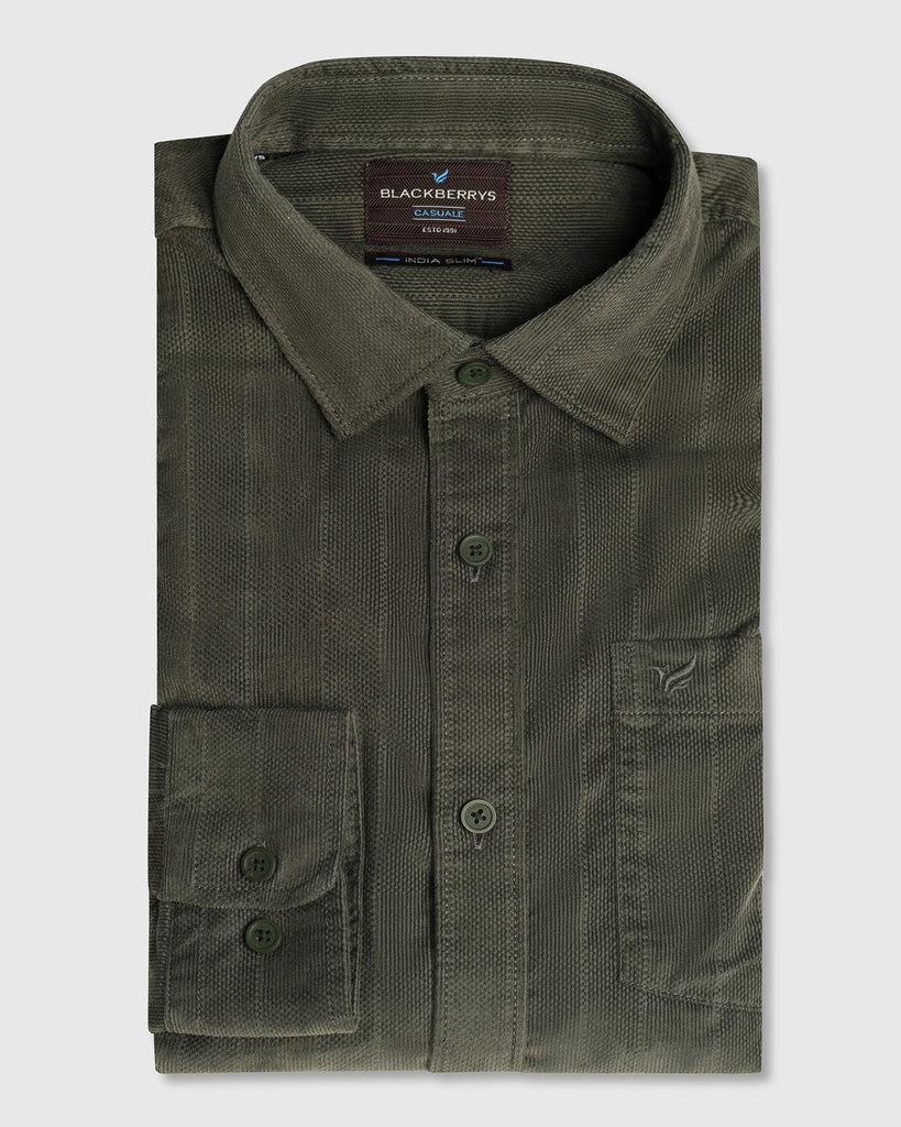 Casual Olive Stripe Shirt - Liam