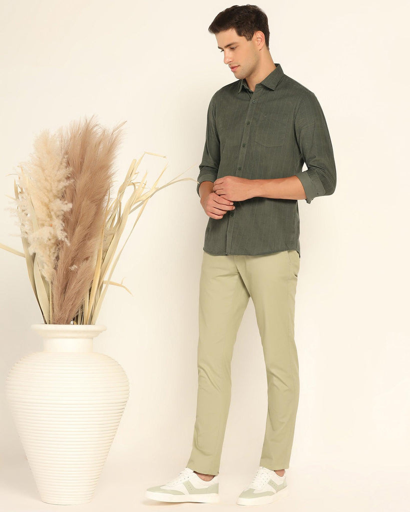 Casual Olive Stripe Shirt - Liam