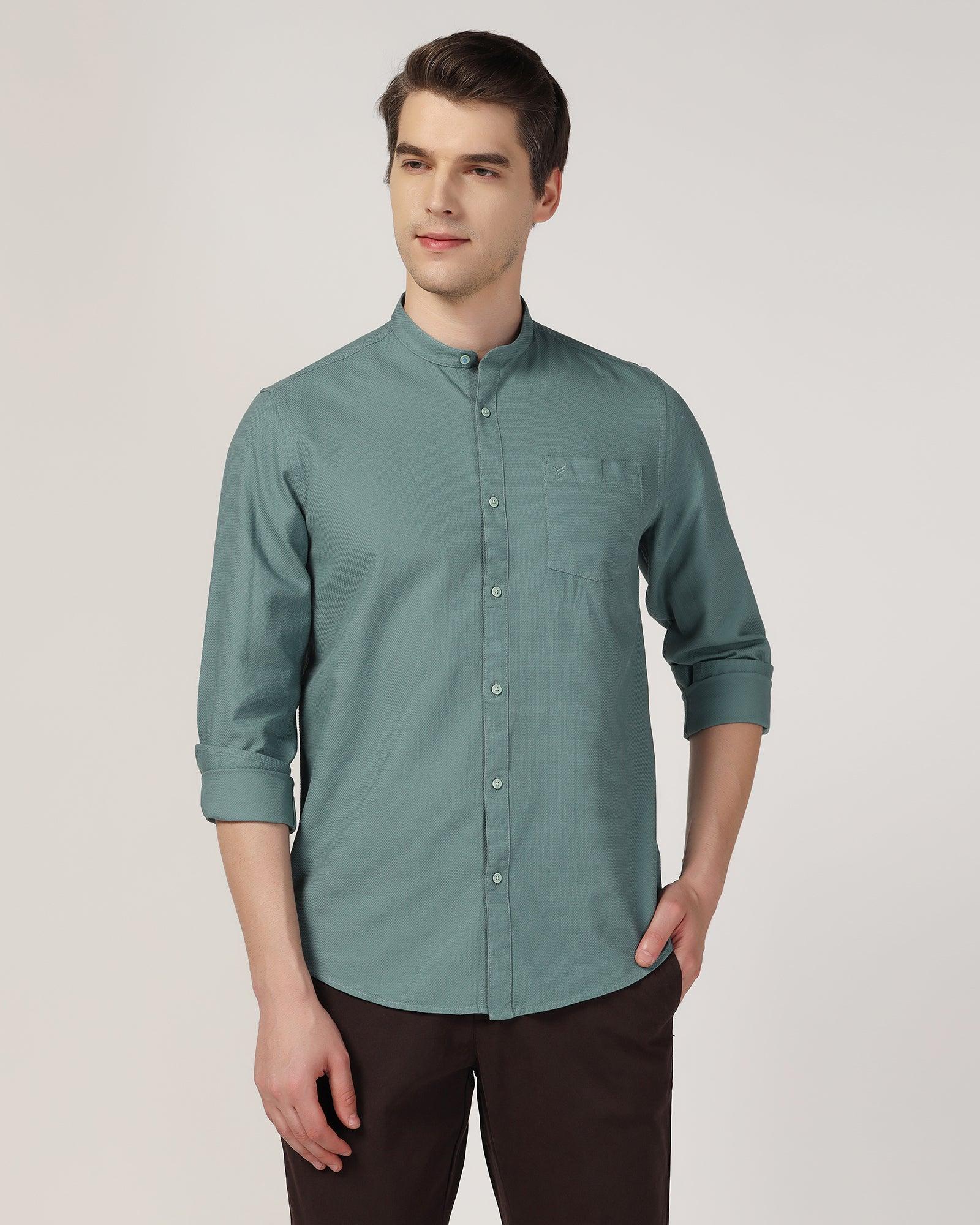 Casual Olive Textured Shirt - Jolt - Blackberrys