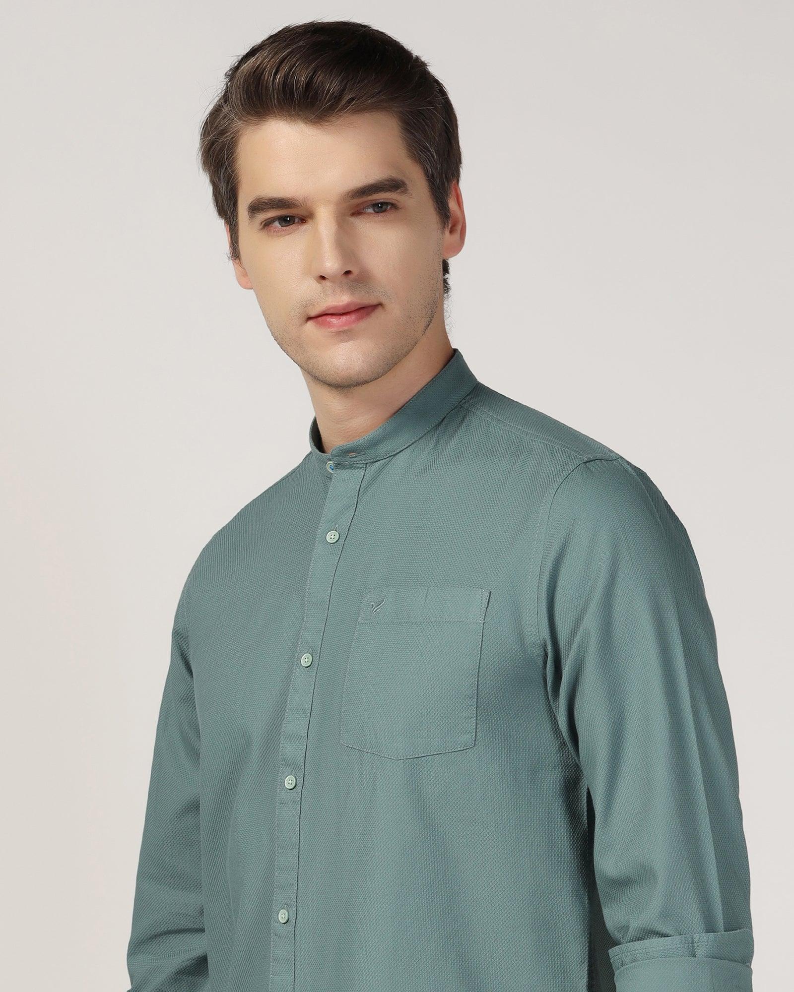 Casual Olive Textured Shirt - Jolt - Blackberrys