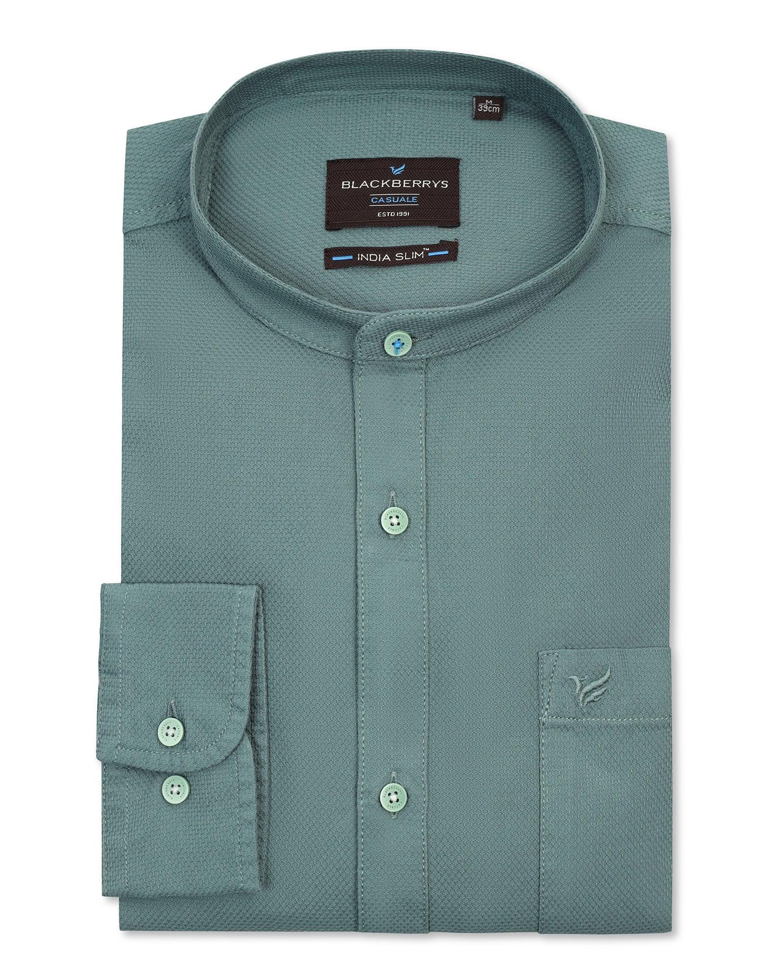 Casual Olive Textured Shirt - Jolt - Blackberrys