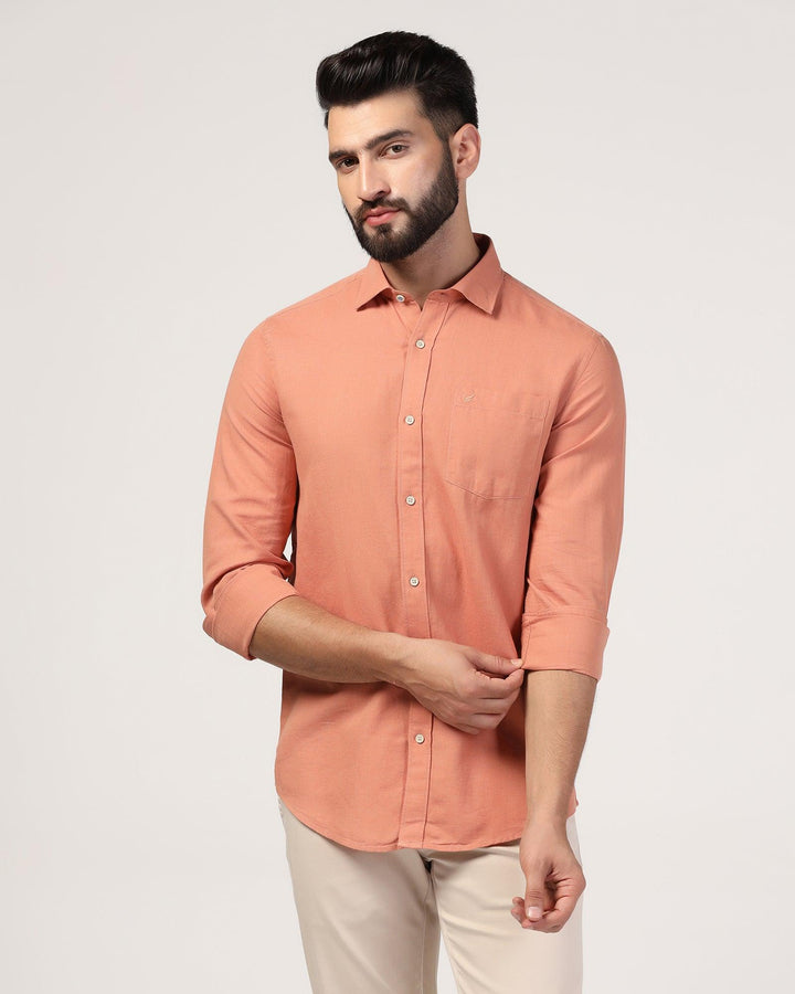 Casual Peach Solid Shirt - Lang