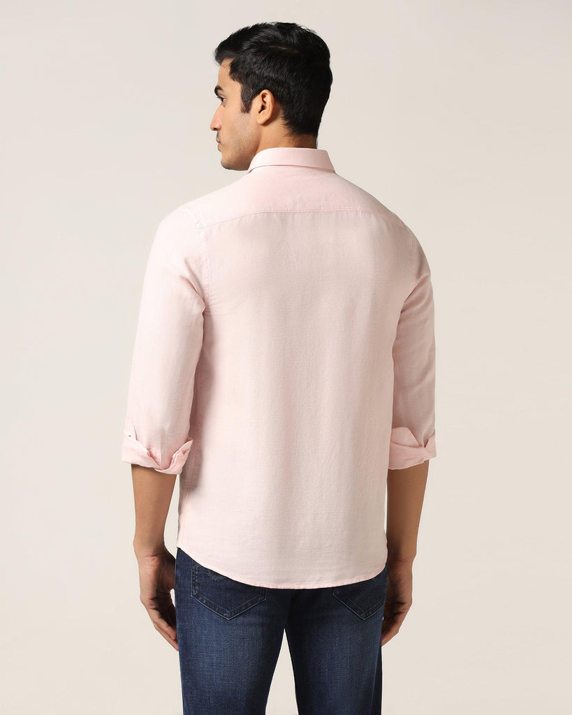 Linen Casual Peach Solid Shirt - Salmon