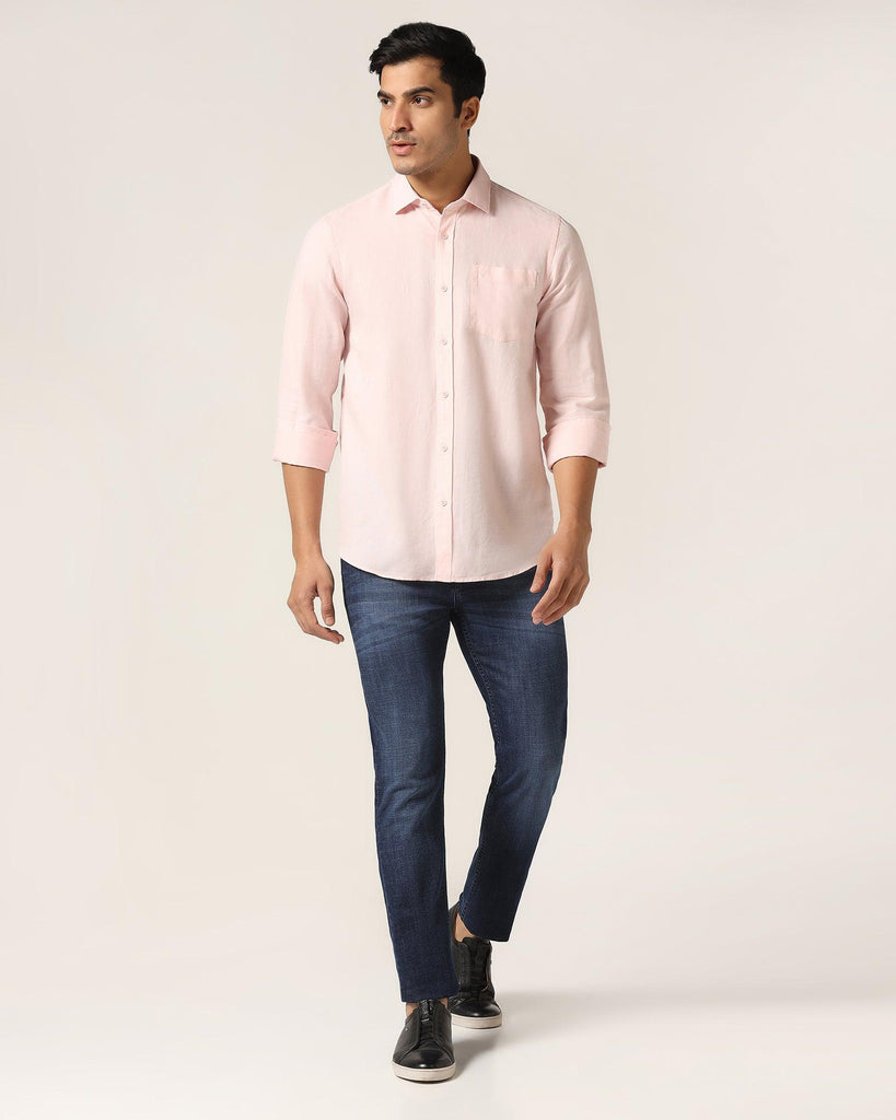 Linen Casual Peach Solid Shirt - Salmon