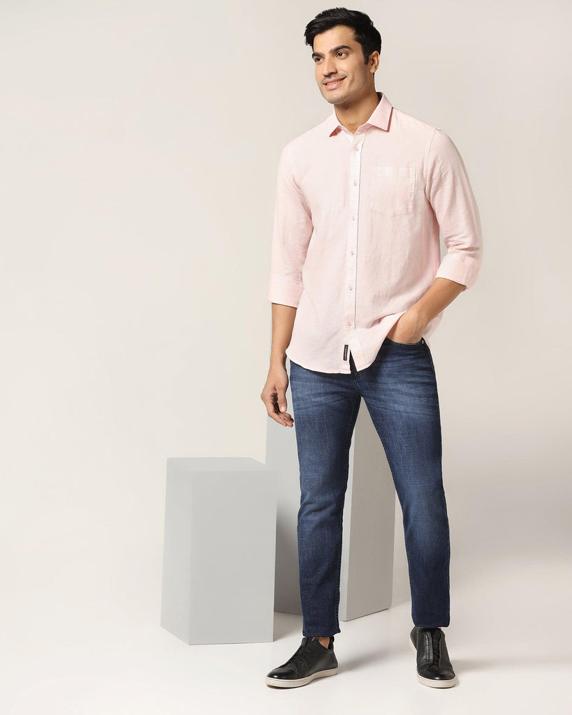 Linen Casual Peach Solid Shirt - Salmon