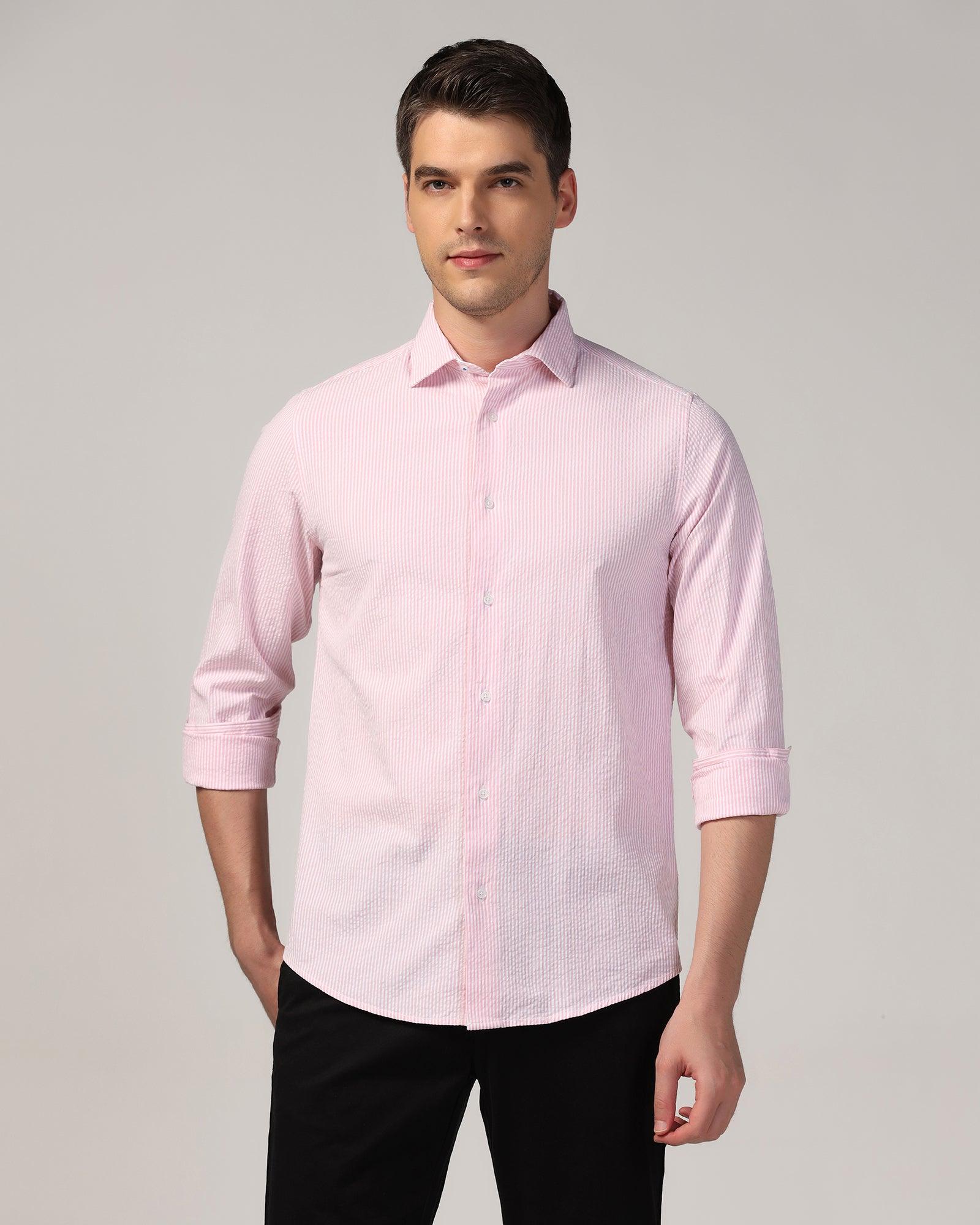 Casual Pink Stripe Shirt - Taffy