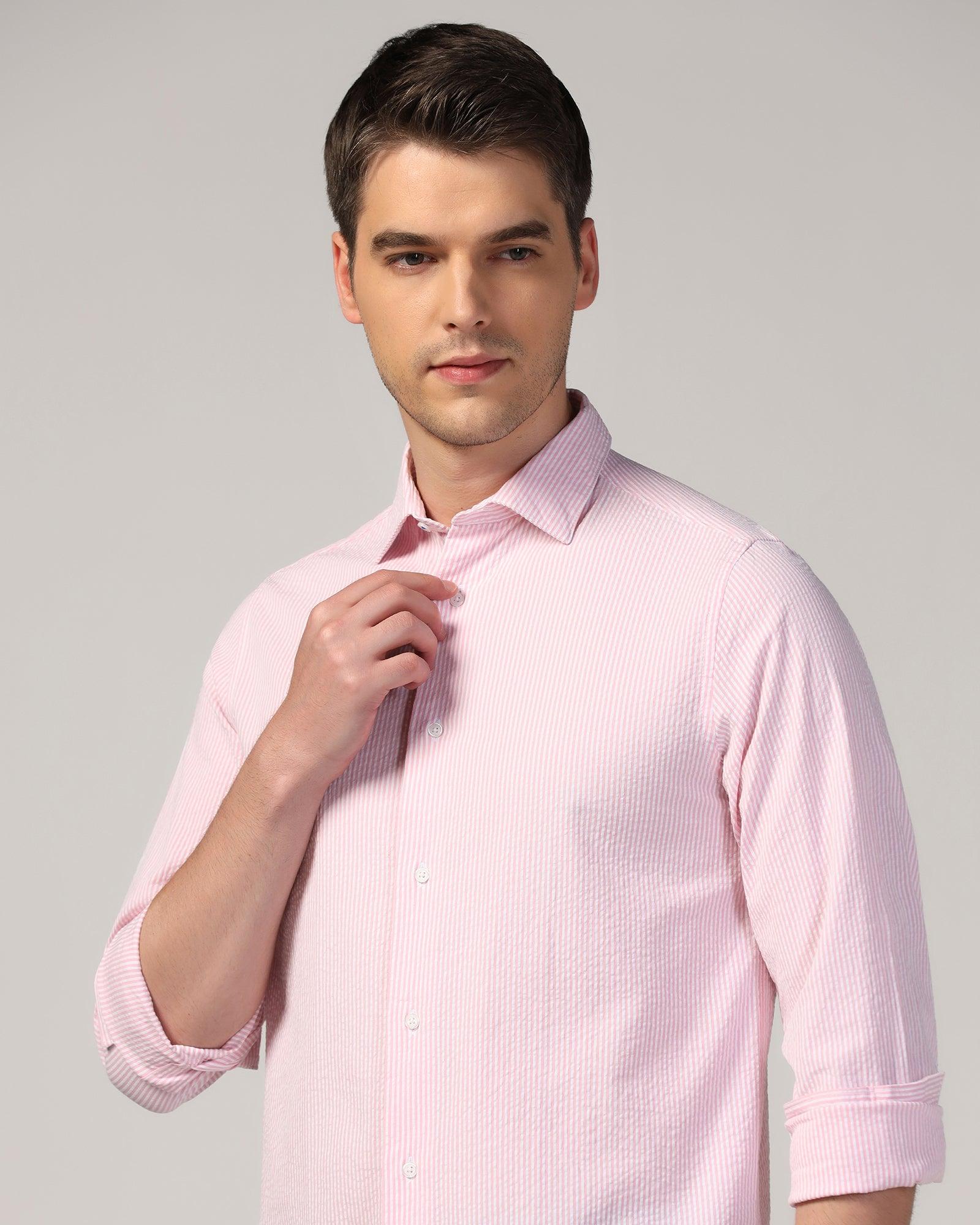 Casual Pink Stripe Shirt - Taffy
