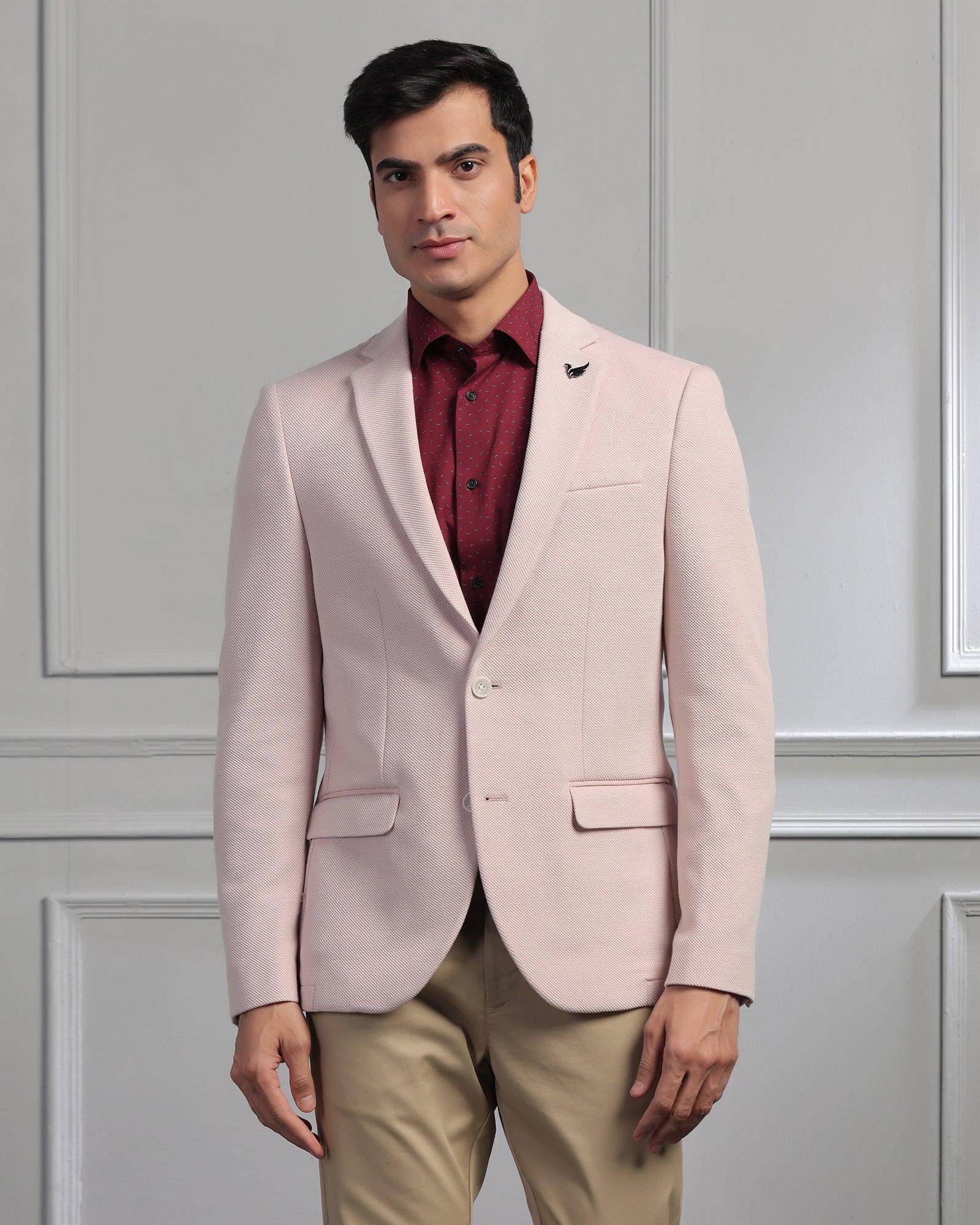 Casual Pink Textured Blazer - Jason