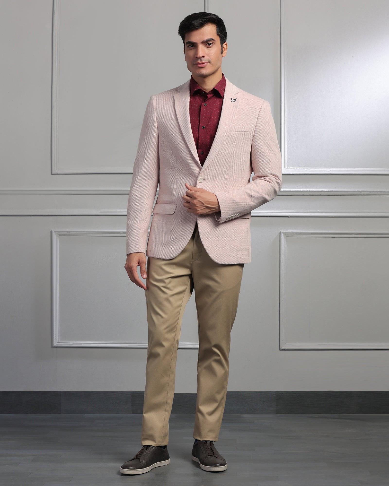 Casual Pink Textured Blazer - Jason