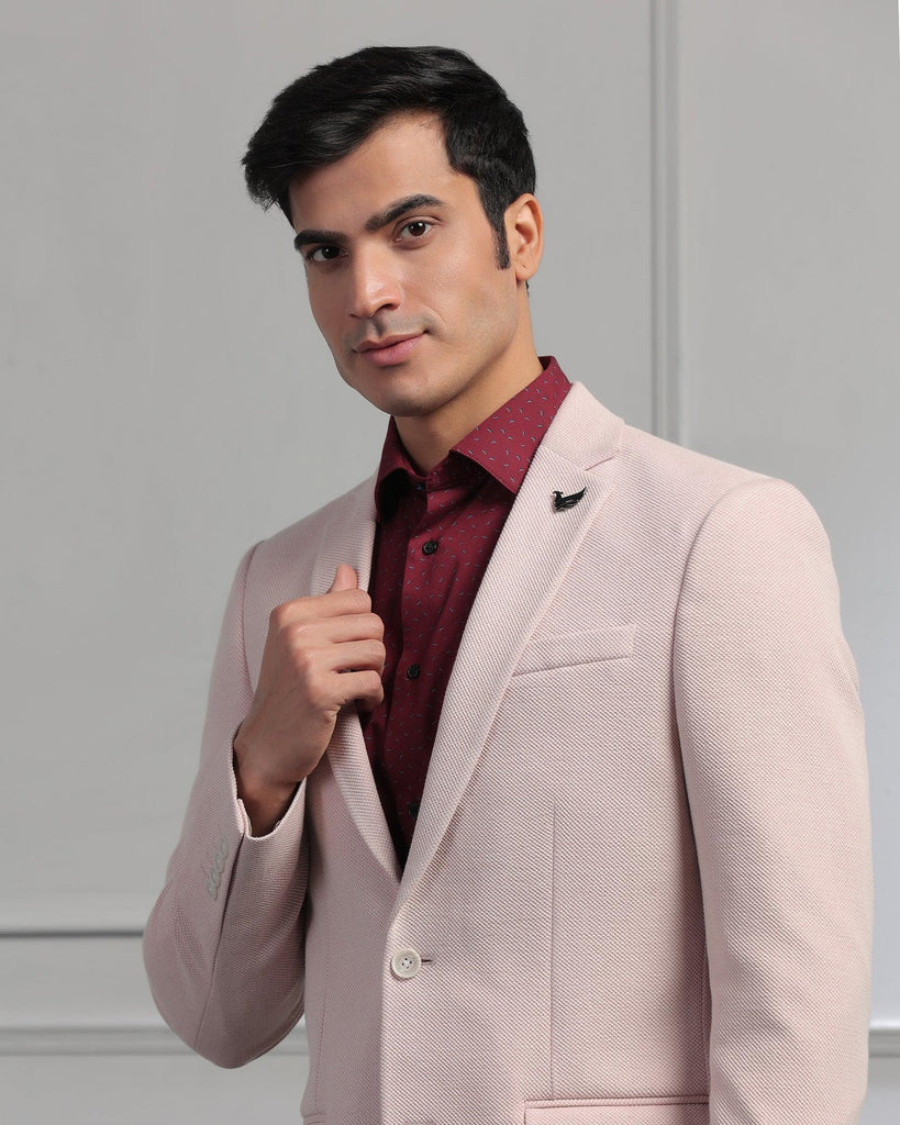 Casual Pink Textured Blazer - Jason