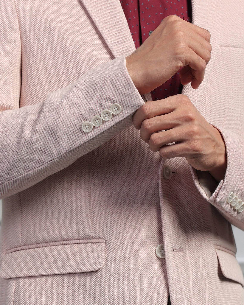 Casual Pink Textured Blazer - Jason