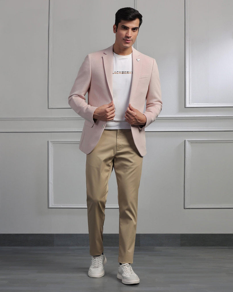 Casual Pink Textured Blazer - Jason