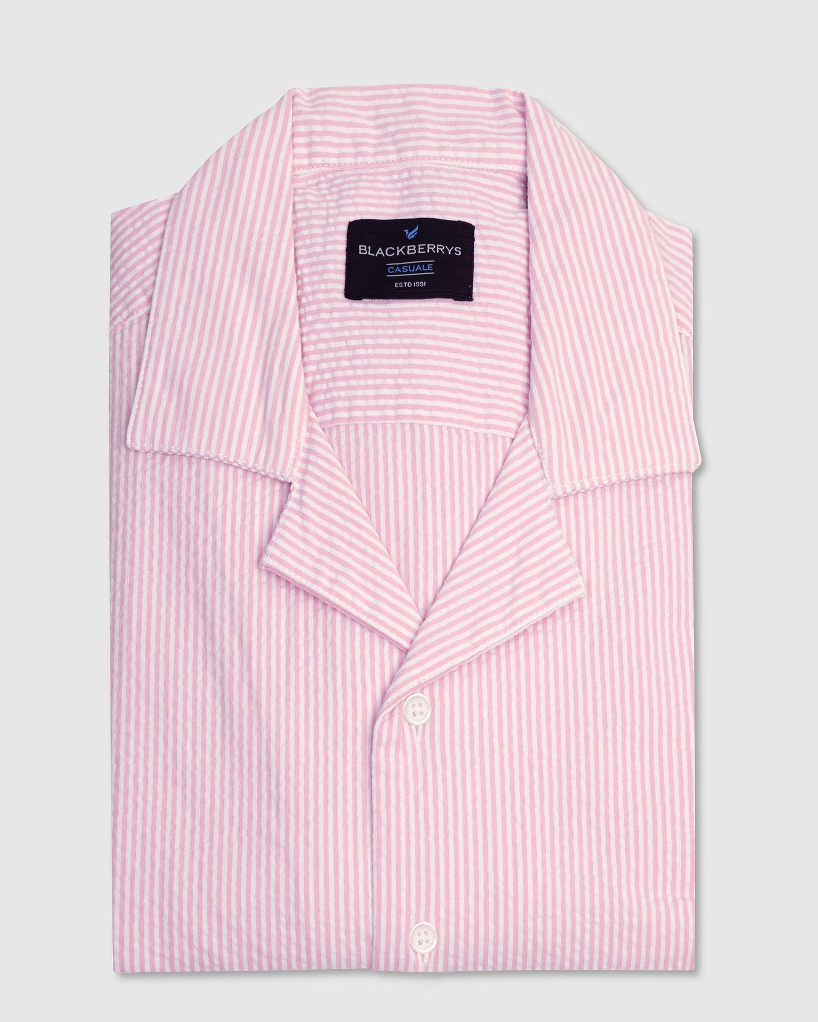 Casual Half Sleeve Pink Textured Shirt - Jaffy