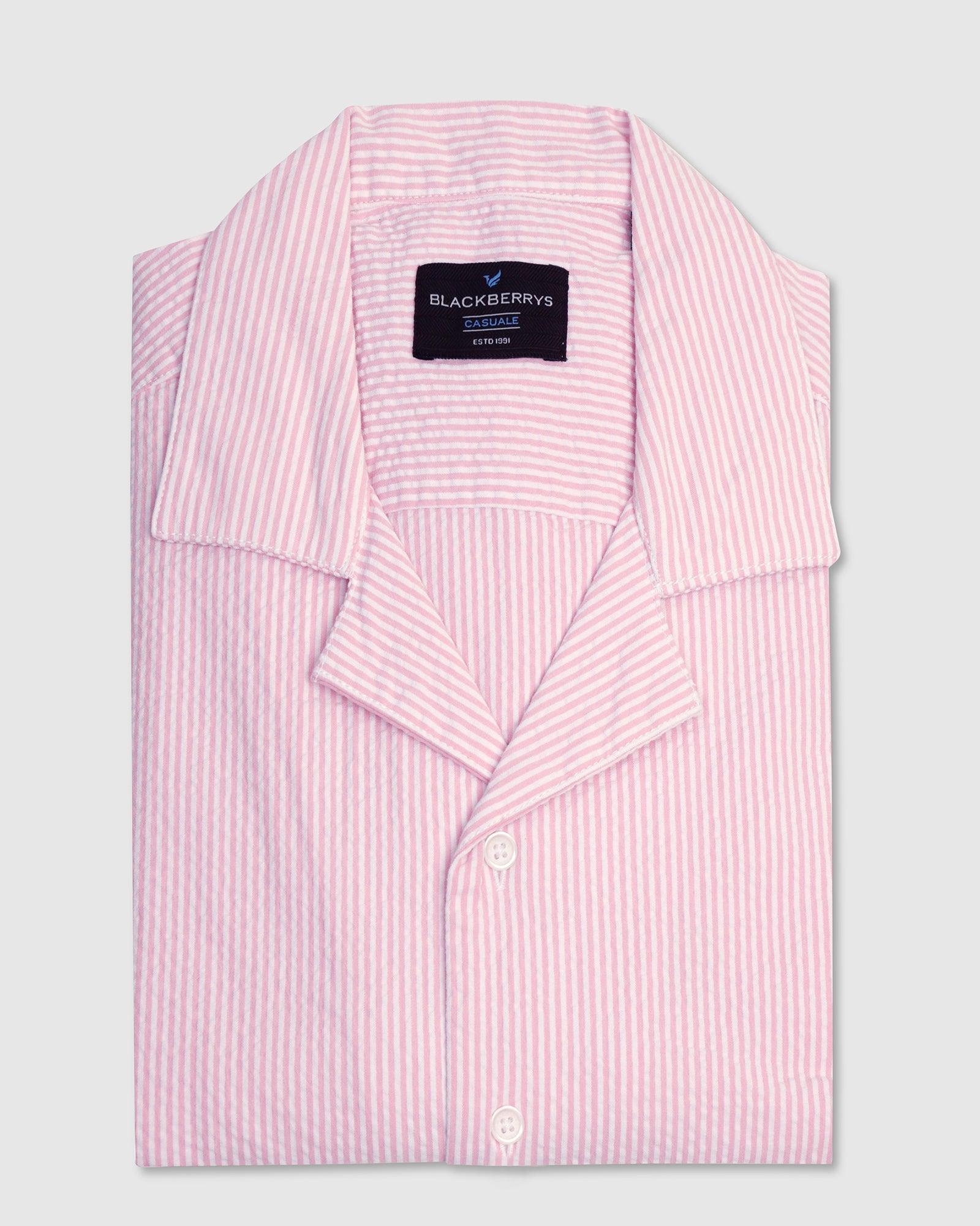 Casual Half Sleeve Pink Textured Shirt - Jaffy - Blackberrys