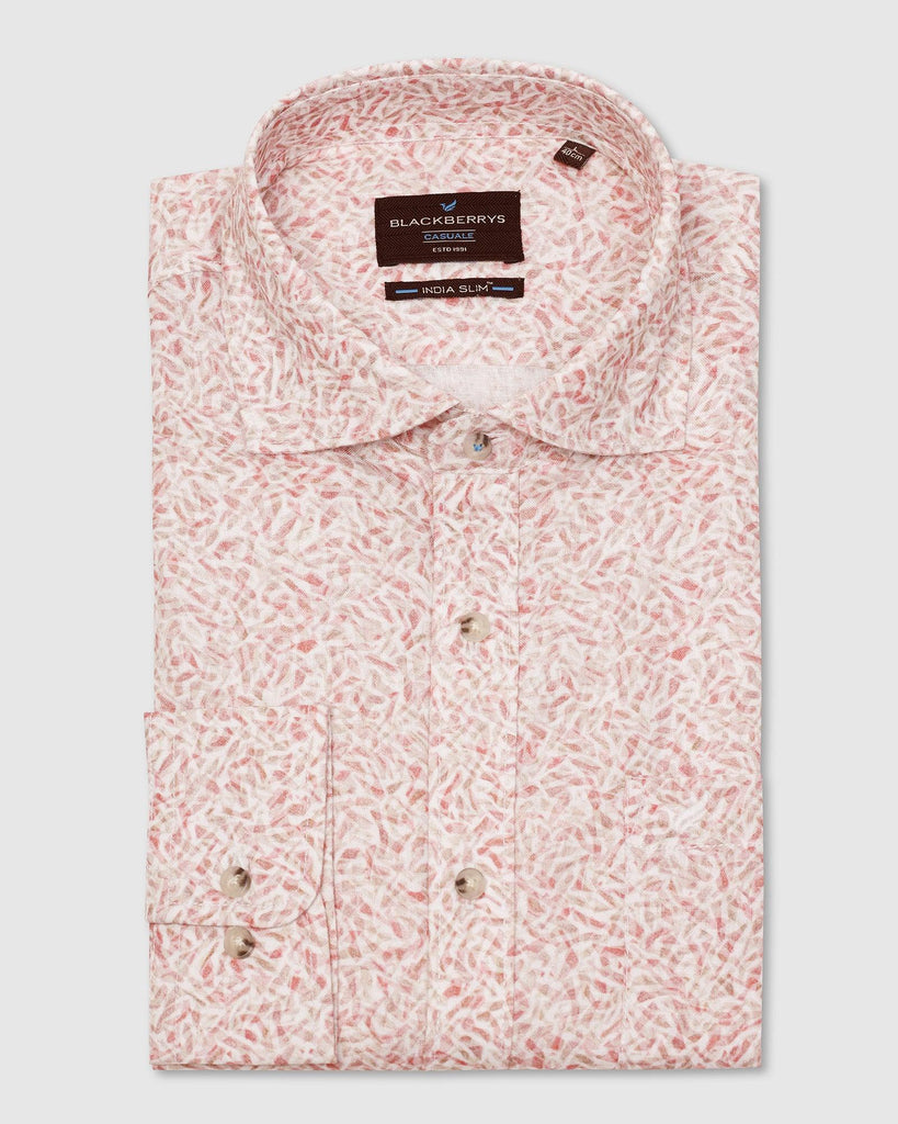 Linen Casual Red Printed Shirt - Lynn