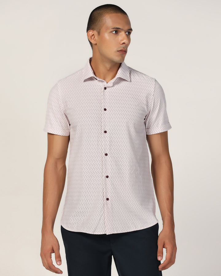 Casual Half Sleeve Red Stripe Shirt - Shaolin