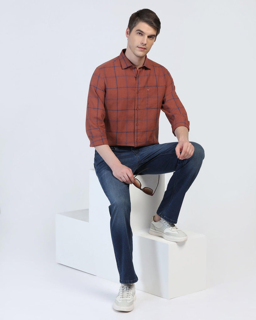 Casual Rust Check Shirt - Kazo