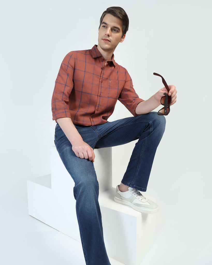 Casual Rust Check Shirt - Kazo