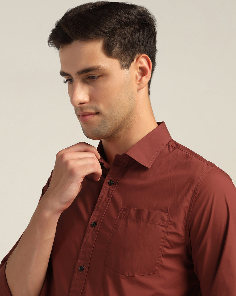 Casual Rust Solid Shirt - Lujo