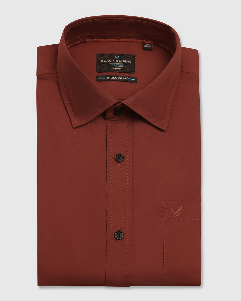 Casual Rust Solid Shirt - Lujo