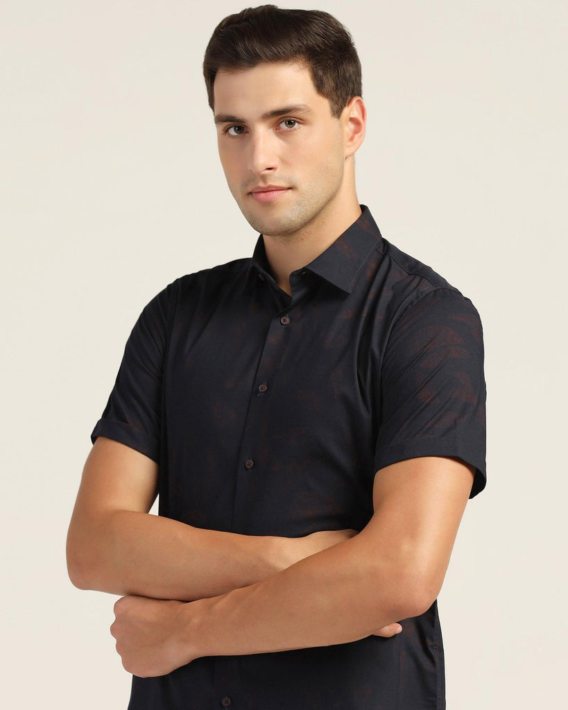 Casual Half Sleeve Rust Stripe Shirt - Nino