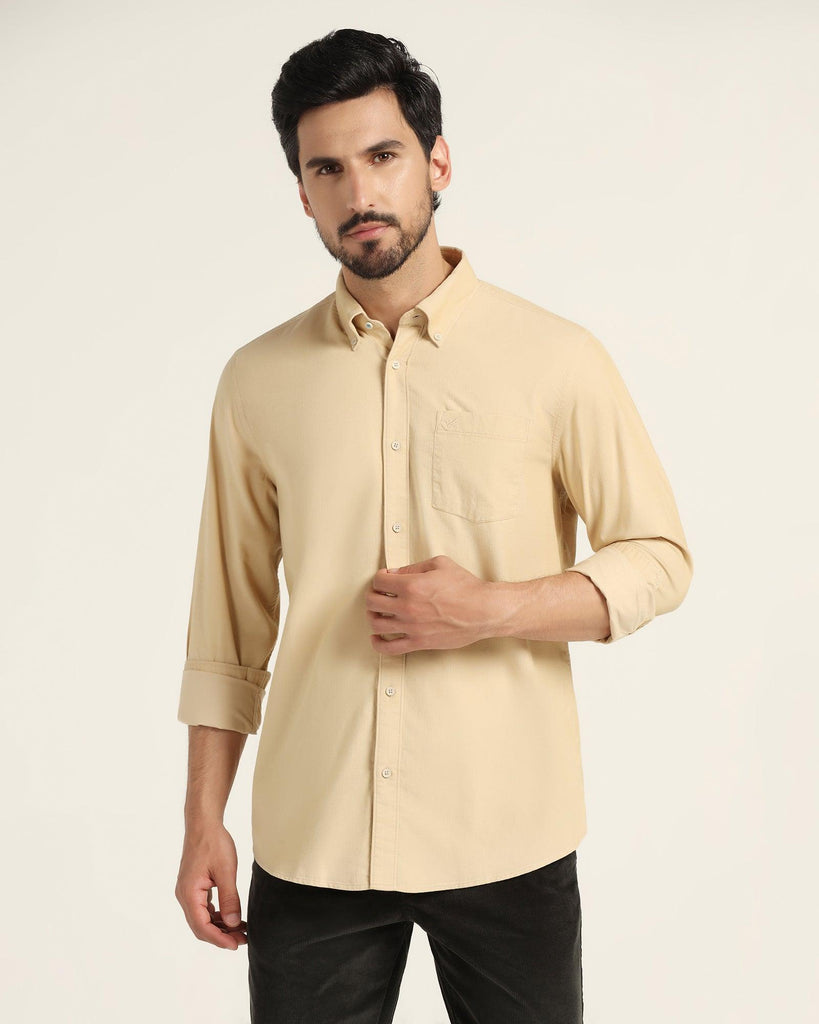 Casual Beige Solid Shirt - Jenga