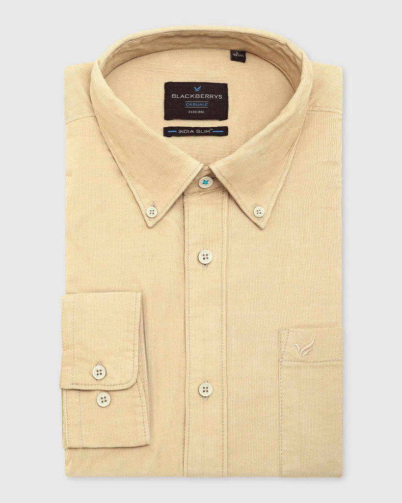 Casual Beige Solid Shirt - Jenga