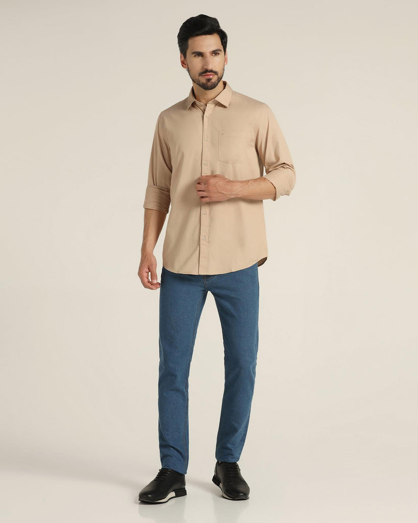 Casual Beige Solid Shirt - Mandy