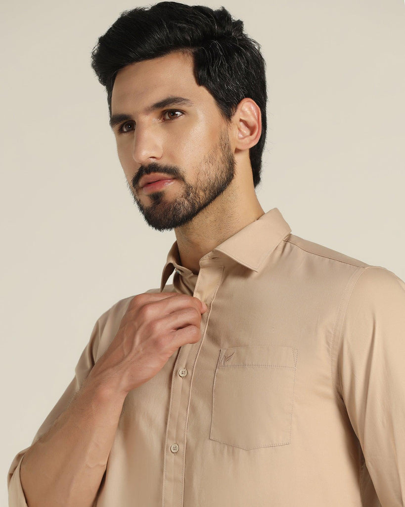 Casual Beige Solid Shirt - Mandy