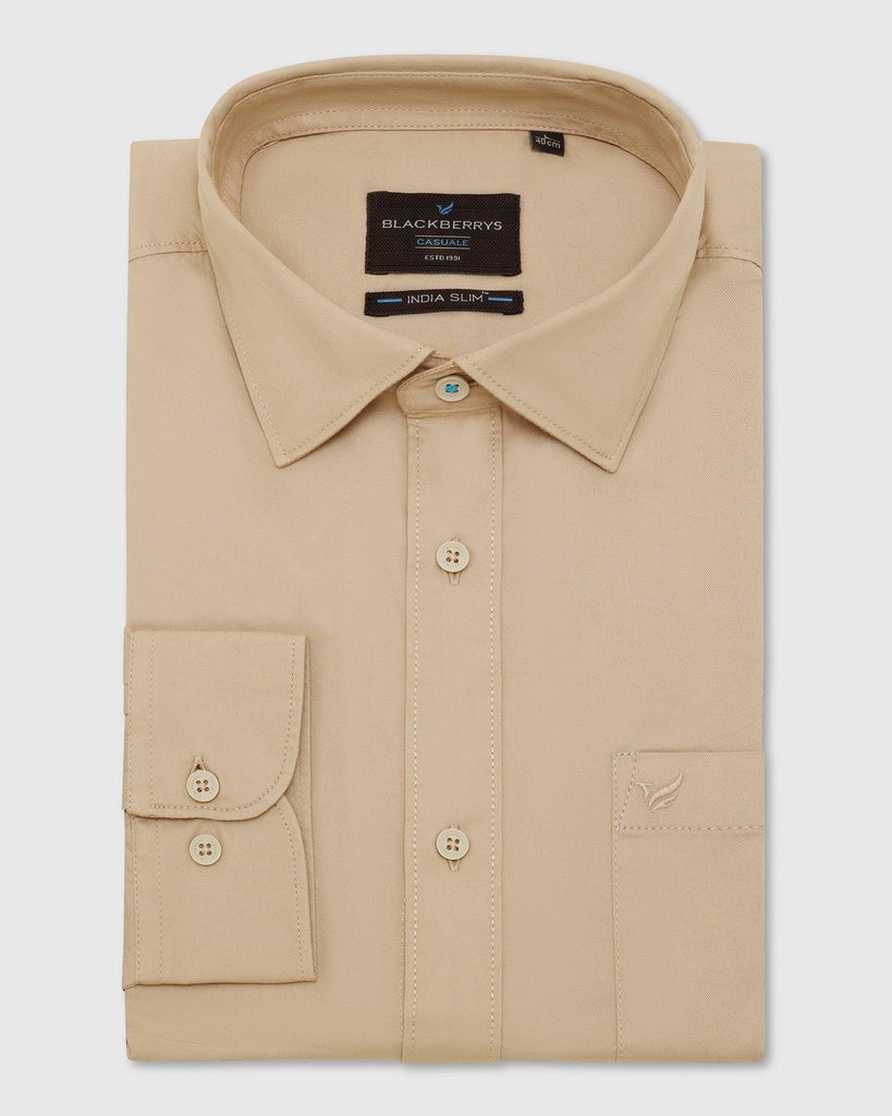 Casual Beige Solid Shirt - Mandy