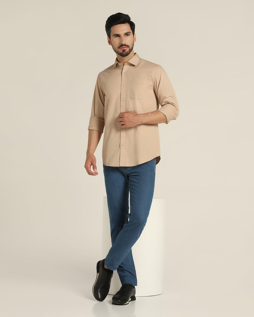 Casual Beige Solid Shirt - Mandy