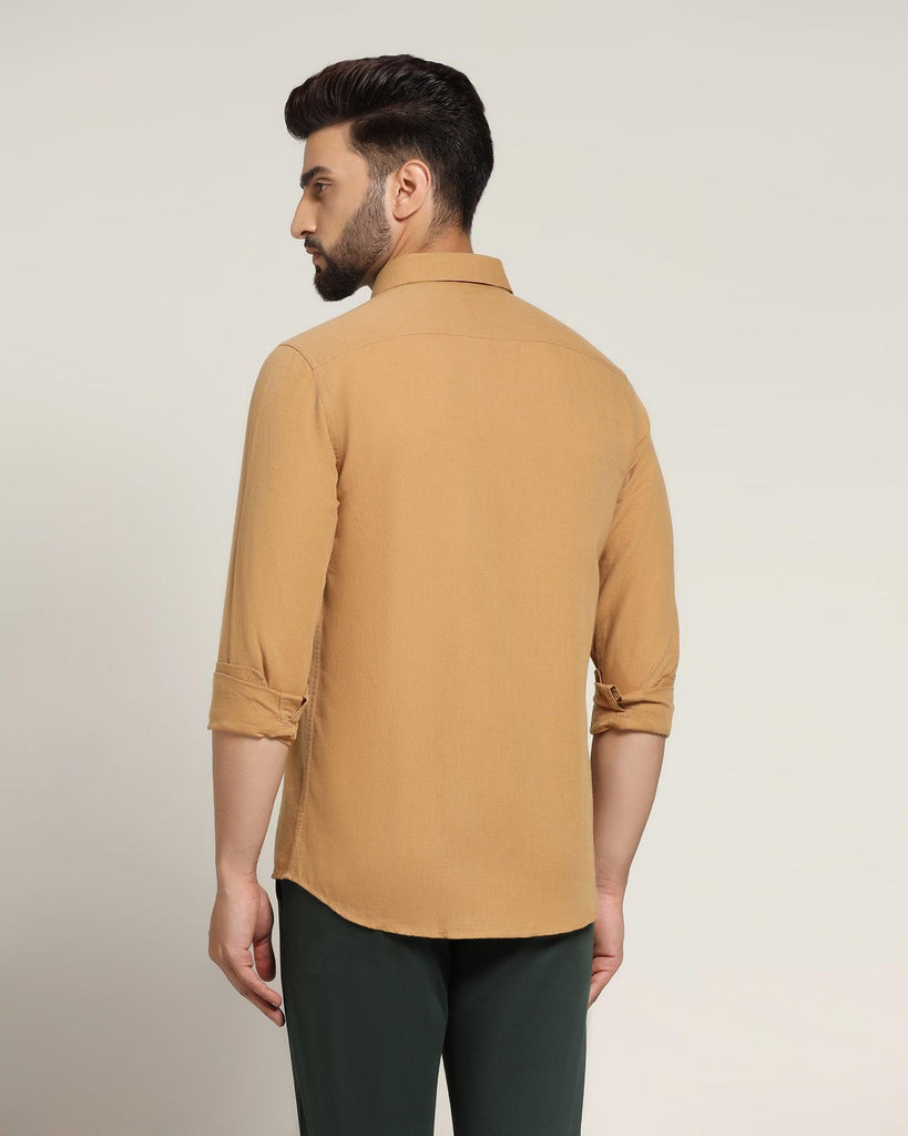 Linen Casual Beige Solid Shirt - Salmon