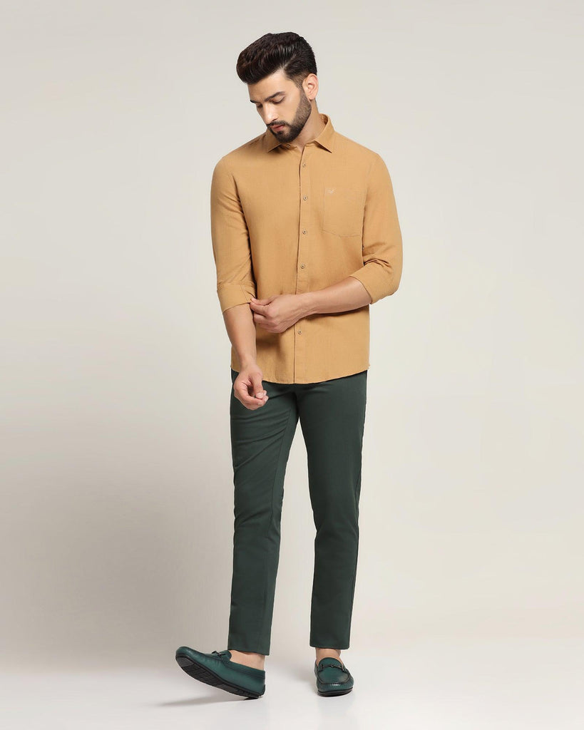 Linen Casual Beige Solid Shirt - Salmon