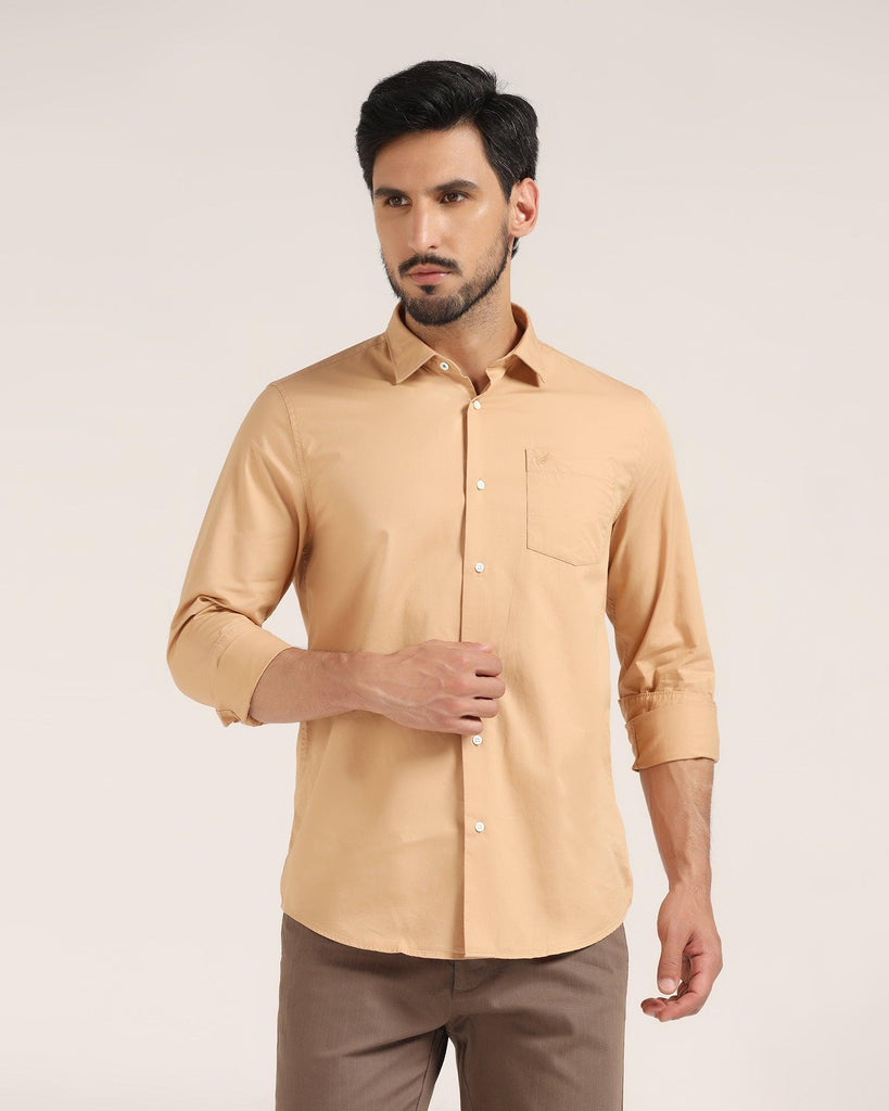 Casual Beige Solid Shirt - Vertus