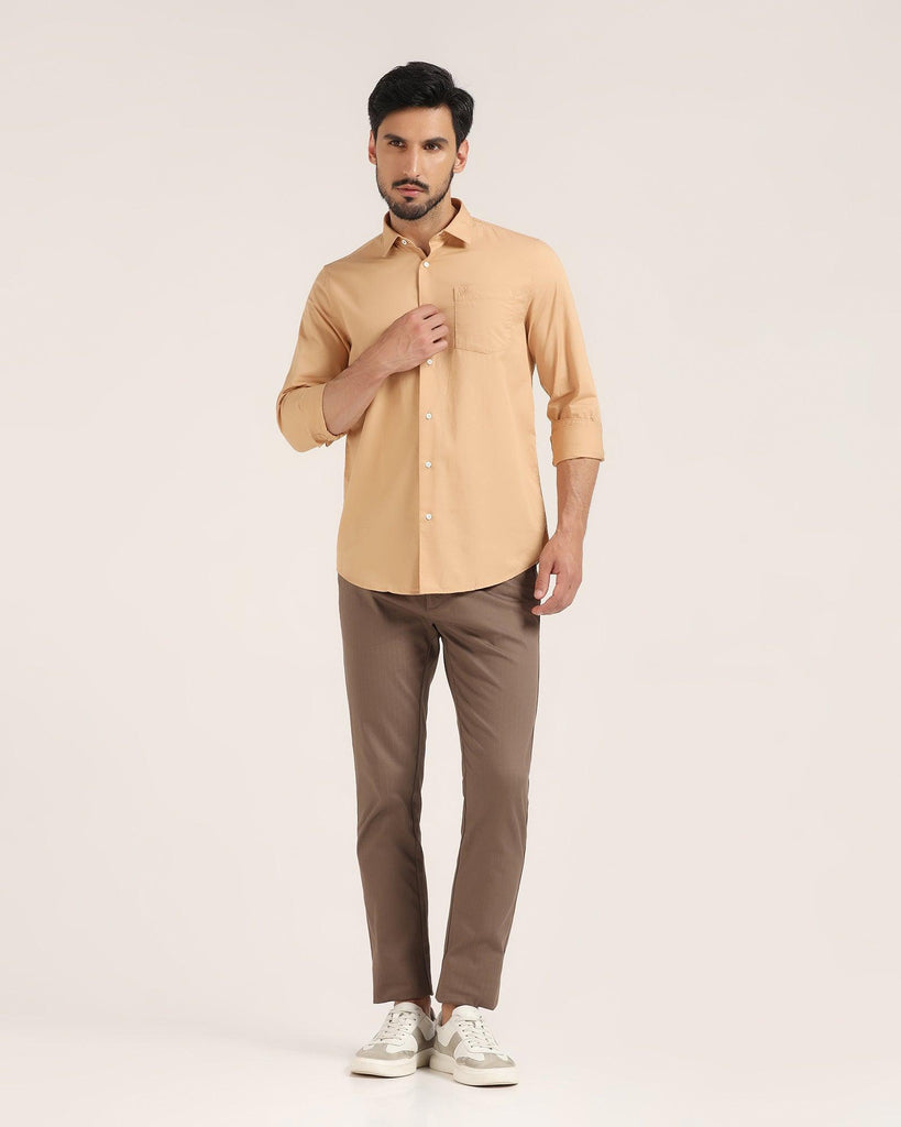 Casual Beige Solid Shirt - Vertus