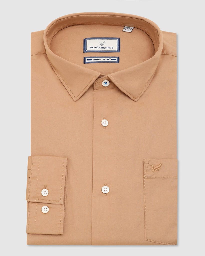 Casual Beige Solid Shirt - Vertus