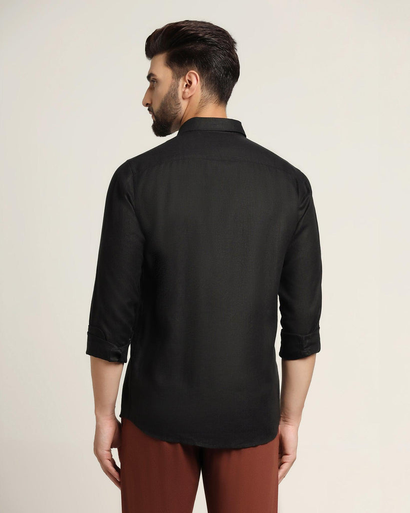 Linen Casual Black Solid Shirt - Bowen