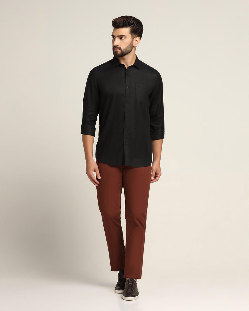 Linen Casual Black Solid Shirt - Bowen