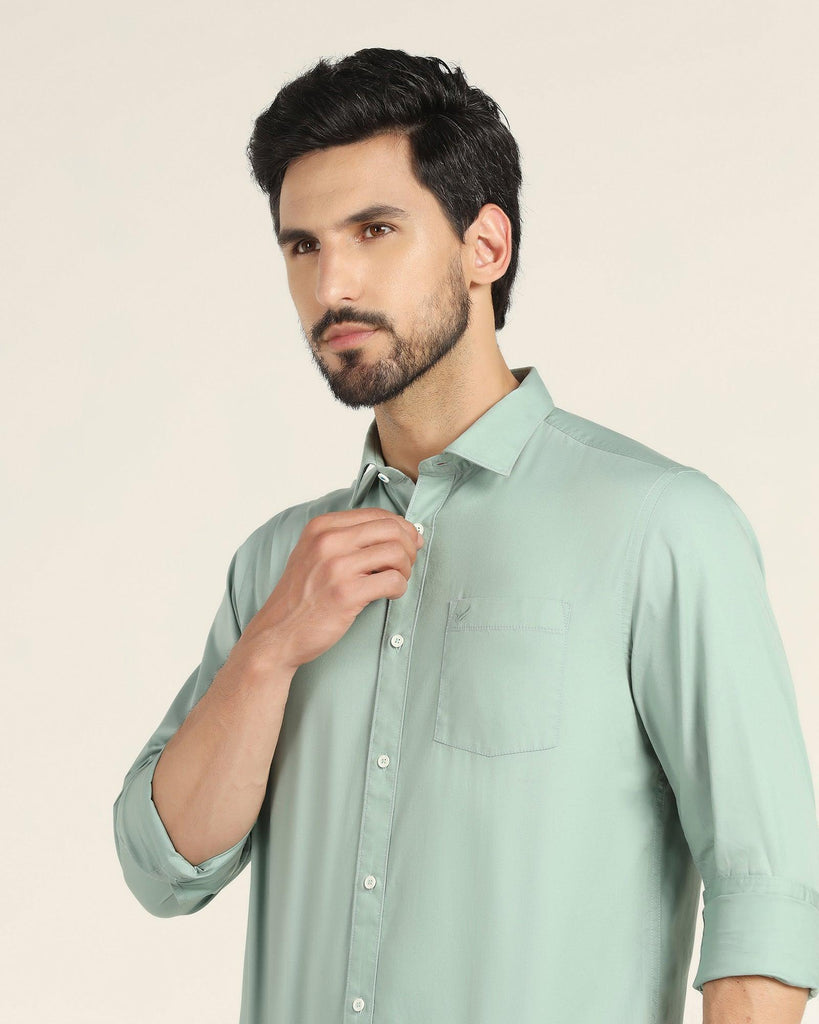 Casual Dusty Green Solid Shirt - Mandy