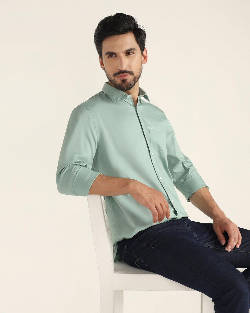 Casual Dusty Green Solid Shirt - Mandy