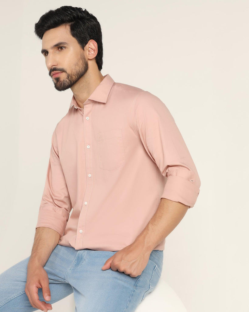 Casual Dusty Pink Solid Shirt - Mandy