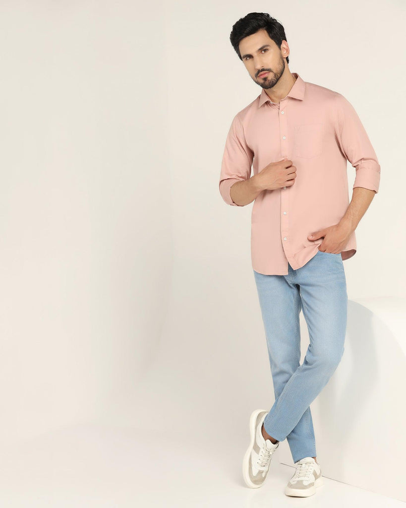 Casual Dusty Pink Solid Shirt - Mandy