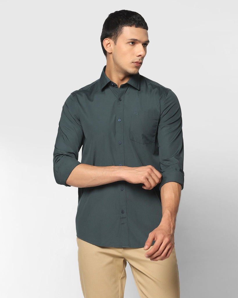 Casual Green Solid Shirt - Alban