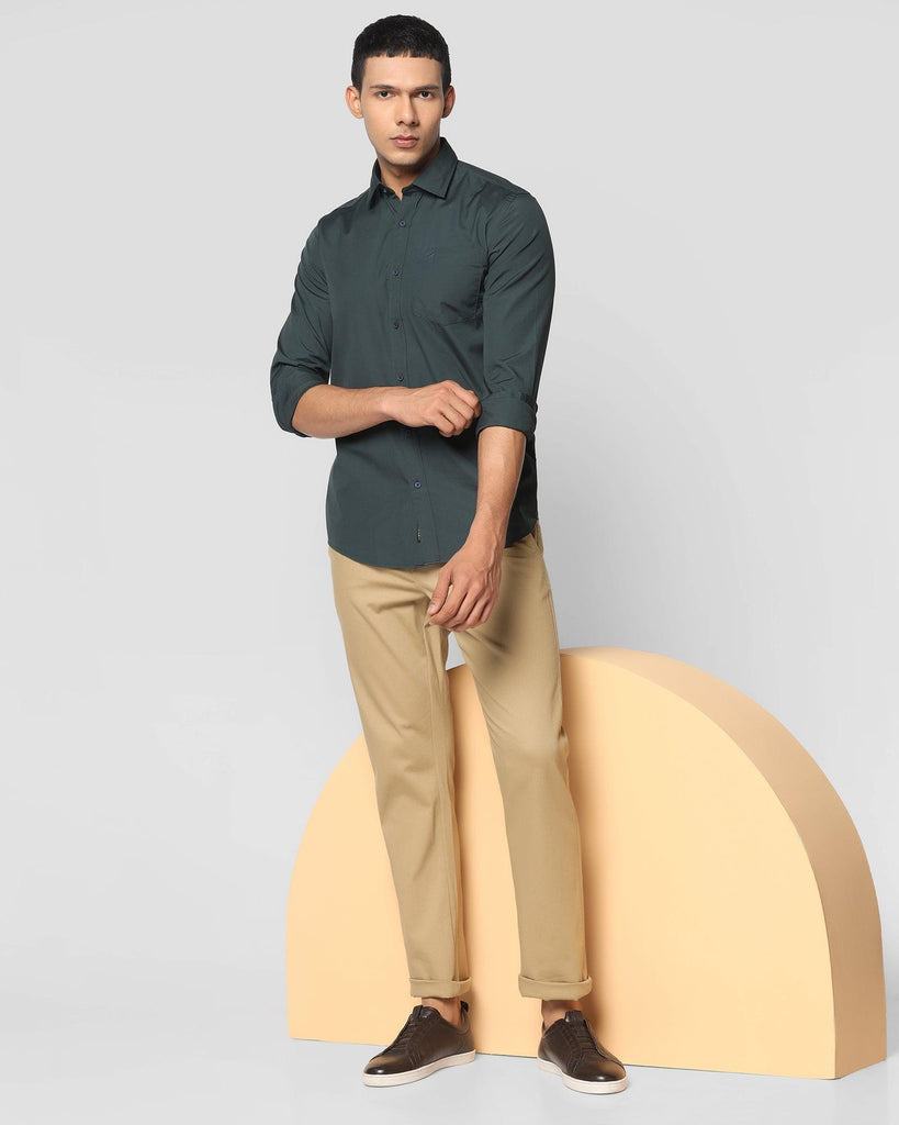 Casual Green Solid Shirt - Alban