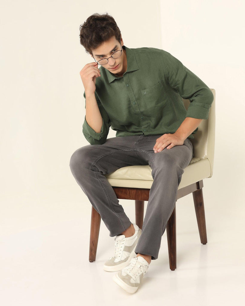 Linen Casual Green Solid Shirt - Bowen