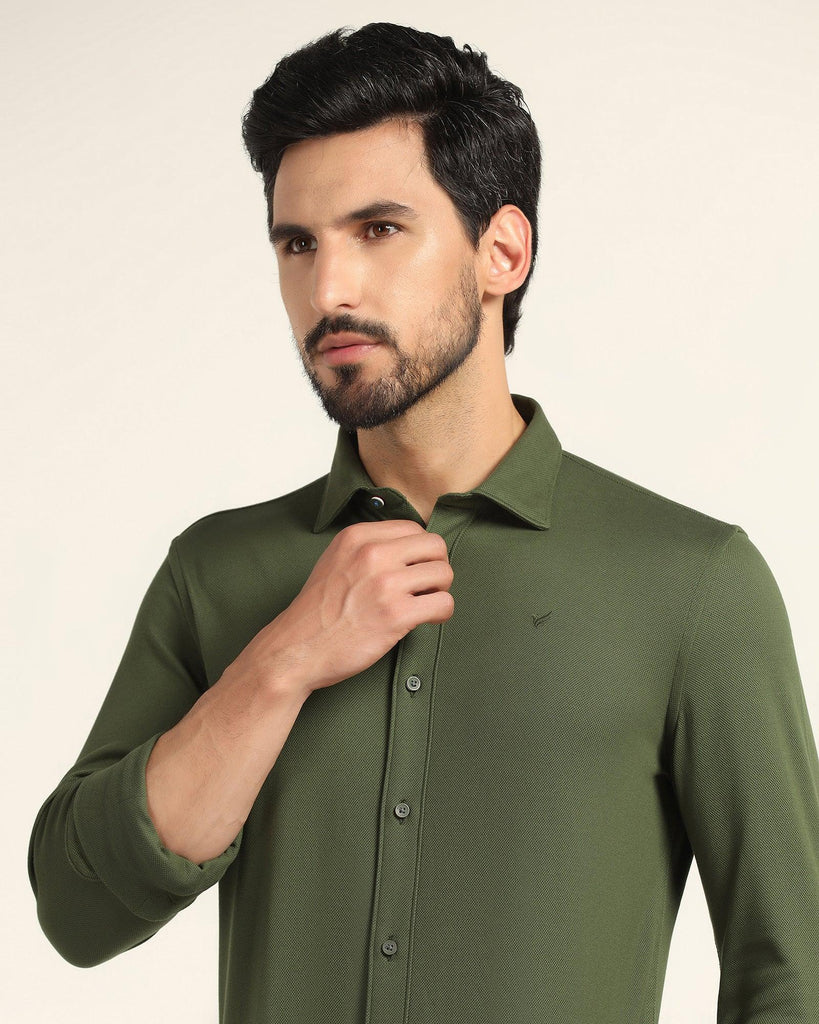 Casual Green Solid Shirt - Pareto