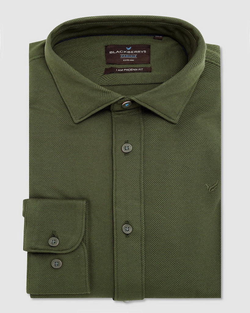 Casual Green Solid Shirt - Pareto