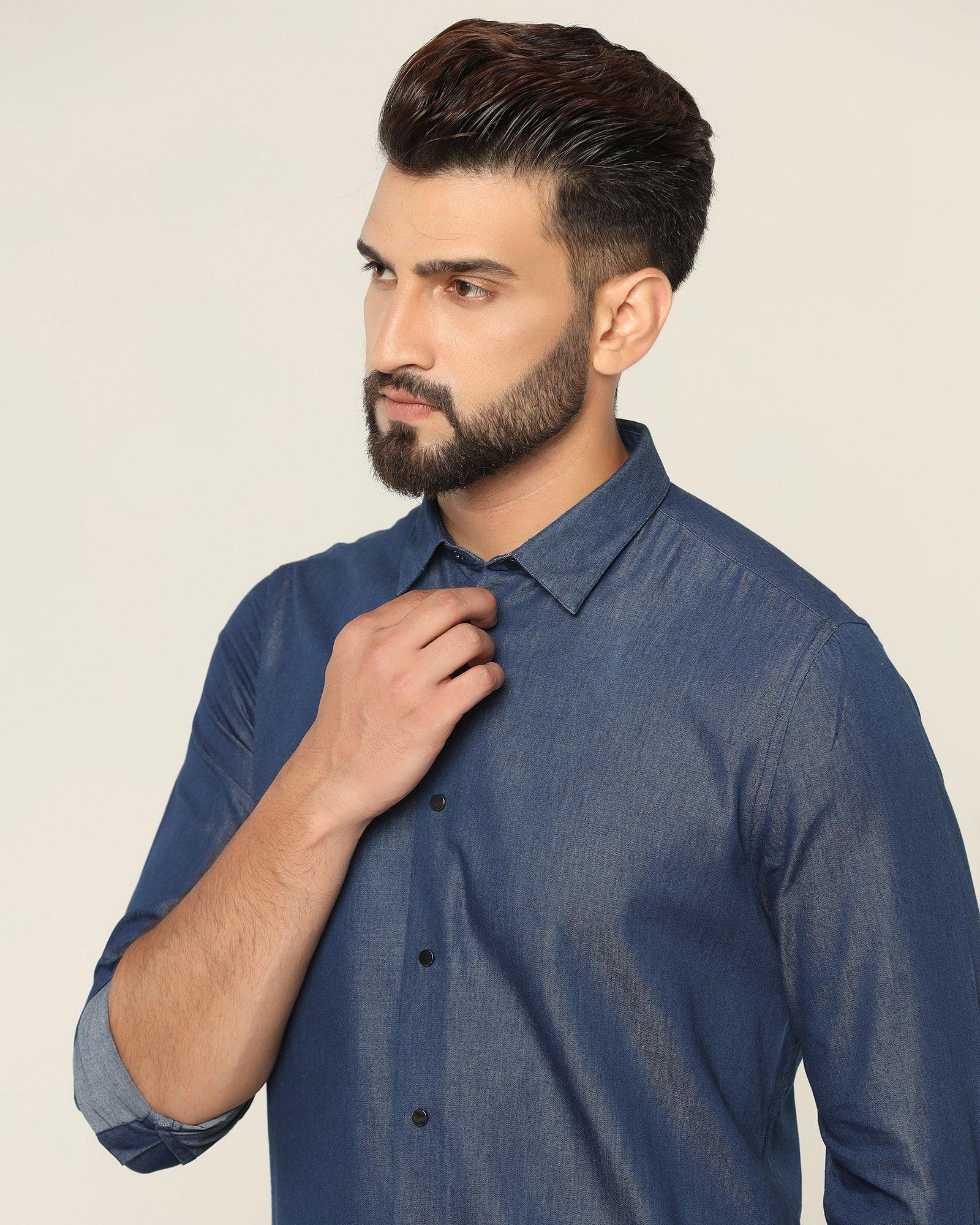 Casual Indigo Solid Shirt - Allen