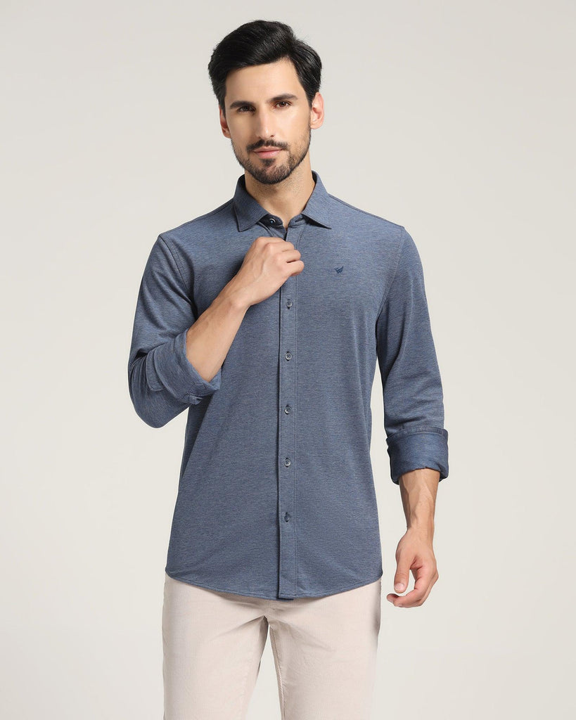 Casual Navy Solid Shirt - Luna