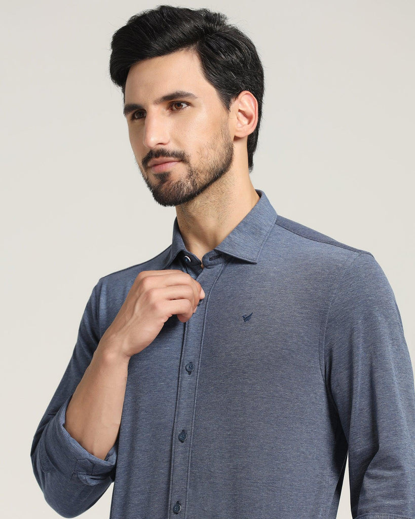 Casual Navy Solid Shirt - Luna